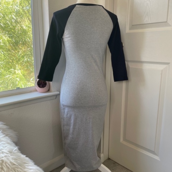 Forever 21 | Grey & Black Baseball Tee Midi Sleeve Dress Y2K Sporty Chic Size S - Picture 4 of 5